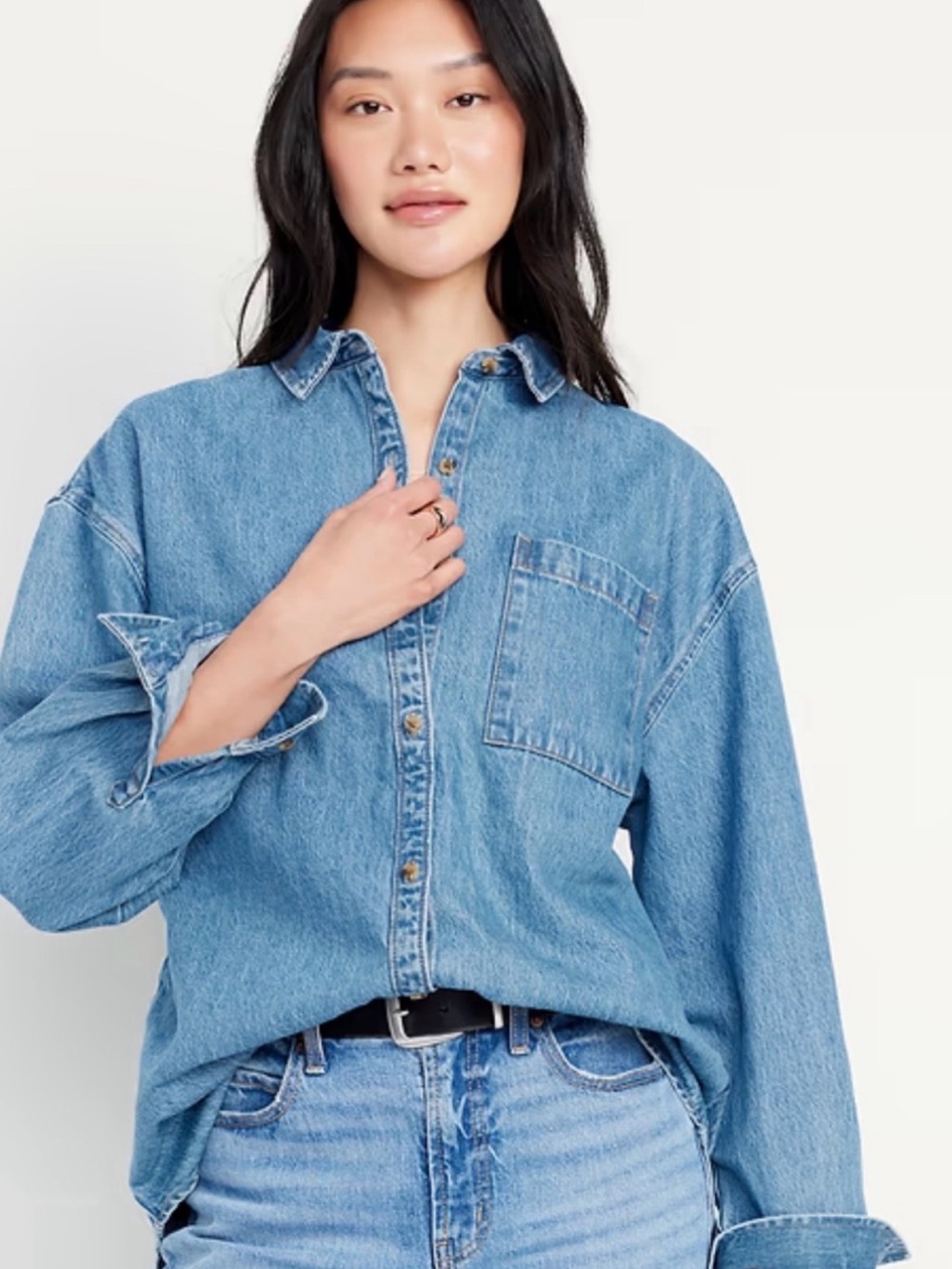 Old Navy Light Blue Denim Button-Down Shirt